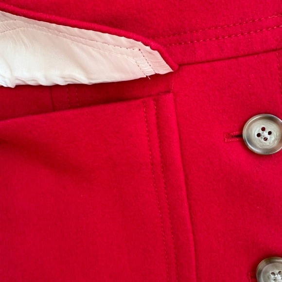 J. Crew Classic Red Wool-Blend Button-Down Polo Trench Coat Belted Sz 8 - Picture 8 of 15